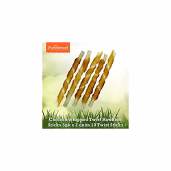 10pk Twist Rawhide Sticks Chicken Dog Treats | Chicken Wrapped Dog Chews Toy | Low Fat, High In Protein Chicken Twists for Dogs | Chicken Rawhide Dog