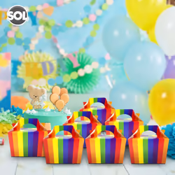 20pk Rainbow Party Boxes Large | Kids Food Sweet Treat Birthday