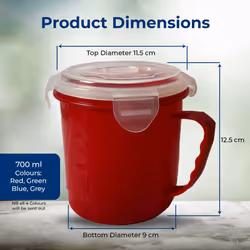 4 Microwave Soup Mug 700ml Food Porridge Bowl Cup Container Airtight
