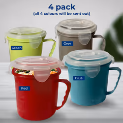 4 Microwave Soup Mug 700ml Food Porridge Bowl Cup Container Airtight