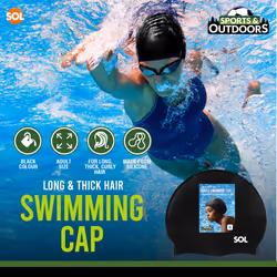Extra Large Swimming Hat Long Hair 29cm | Ladies Womens Pool Swim Hat