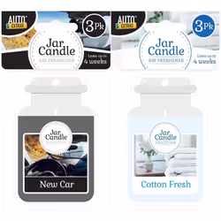 3pk Candle Car Air Freshener Jar 2D | Cotton & New Car Scent Freshner Fragrance
