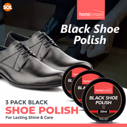 3pk Wax Shoe Polish Black or Brown x 50ml - BLACK