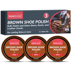 3pk Wax Shoe Polish Black or Brown x 50ml - BROWN