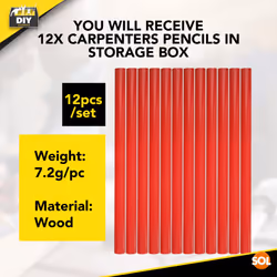 12pk Carpenter Pencils - Durable Marking Pencils for Builders, Joinery, Electricians & DIY Projects - Ideal for Construction, Tradesmen, and