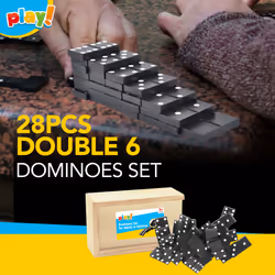 28 Dominoes Game Set Wooden Box Dominos Kids Childrens