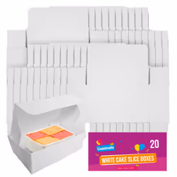 20 White Single Cake Slice Boxes Individual Party Favour Box