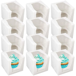 12 Cupcake Boxes Individual Box with Window Removable Inner Tray
