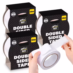 3pk Clear Double-Sided Tape â 10M x 48mm Heavy-Duty Sticky Tape for Craft, Mounting & DIY â Strong, Durable & Waterproof ...