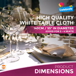 3 White Plastic Table Covers Round Tablecloth Disposable Party Cloth
