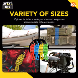 10pk Assorted Bungee Cords with Hooks | Long Bungee Cord with Hooks - Additional view 4