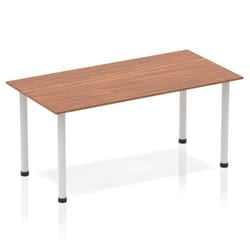 Dynamic Impulse 1600mm Straight Table Walnut Top Silver Post Leg BF001