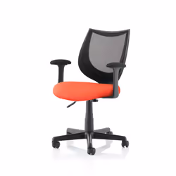 The medium back chair has black mesh upholstery with a metal frame. This operator chair comes with fixed arms. Castors allow  ...