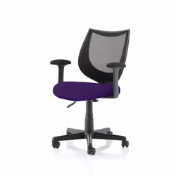 The medium back chair has black mesh upholstery with a metal frame. This operator chair comes with fixed arms. Castors allow ...