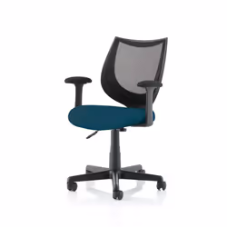 The medium back chair has black mesh upholstery with a metal frame. This operator chair comes with fixed arms. Castors allow  ...