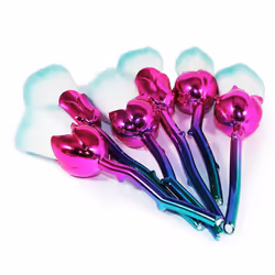 Aquarius Rose Makeup Brushes Set w/ Glossy Handles - Pink/ blue