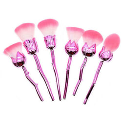 Aquarius Rose Makeup Brushes Set w/ Glossy Handles - Pink