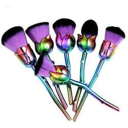 Aquarius Rose Makeup Brushes Set w/ Glossy Handles - Purple