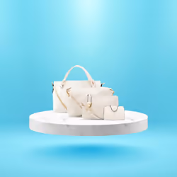 Women 4 Pcs Leather Handbag Set, White/Purple - Buy 1 - White