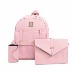 3pcs Women PU Leather Backpack Set - Pink