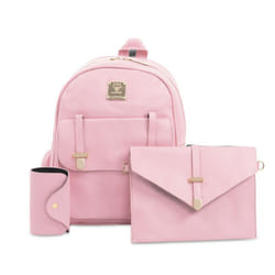3pcs Women PU Leather Backpack Set - Pink