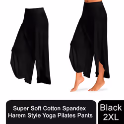 Super Soft Cotton Harem Style Yoga Pilates Pants - Balck - Size2XL