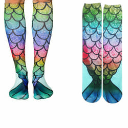 Mermaid Tail Print Women Girl Knee High Boot Socks - Design 1
