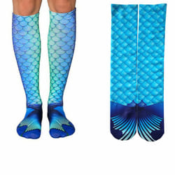 Mermaid Tail Print Women Girl Knee High Boot Socks - Design 2