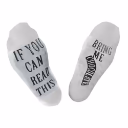 Gifting Slogan Socks "If You Can Read This, Bring Me Chocolate", White