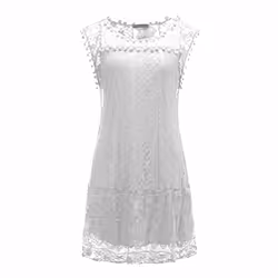 Flo Fashionable lace dress - White or Coral - White - X LARGE
