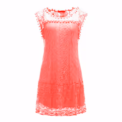 Flo Fashionable lace dress - White or Coral - Coral - X LARGE