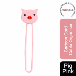 Aquarius Cartoon Shape Flexible Cable Organiser - Pig, Pink