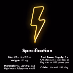 Aquarius Neon Lightning Thunder Bolt Shape Colorful LED