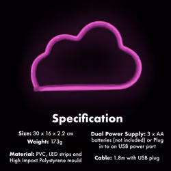 Aquarius Neon Cloud Shape Neon Light Pink Color LED