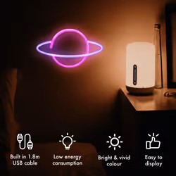 Aquarius Neon Planet Shape Colorful LED Night Light