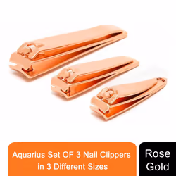 Aquarius Set OF 3 Nail Clippers in 3 Different Sizes, Rose Gold
