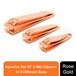 Aquarius Set OF 3 Nail Clippers in 3 Different Sizes, Rose Gold