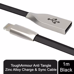 2 Pack Anti Tangle Zinc Alloy Charge and Sync Cables - 1m