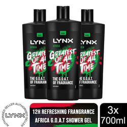 Lynx Shower Gel 700ml, 3 or 6 Pack - Africa, 3 Pack