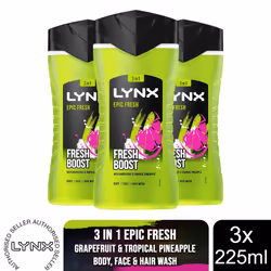 Lynx Shower Gel Epic Fresh 225ml, 3 or 12 Pack - Buy 3