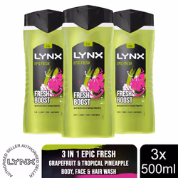 Lynx Epic Fresh Shower Gel 500ml, 3 or 6 Pack - Buy 3