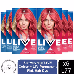 Schwarzkopf LIVE Colour + Lift Permanent Hair Dye Deep Coral L77, 6pk