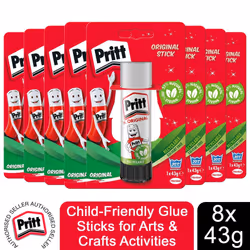 Pritt Child-Friendly Glue Sticks for Arts & Crafts 43g, 8 Sticks