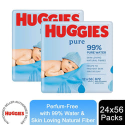 2x Huggies Pure Baby Wipes Perfume-Free with 99% Water