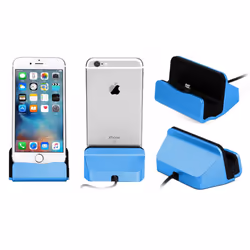 Aquarius Desktop Charging Dock with Braided Cables Blue, 2x
