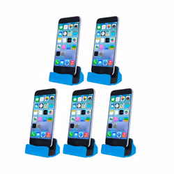 Aquarius Desktop Charging Dock with Braided Cables Blue, 5x
