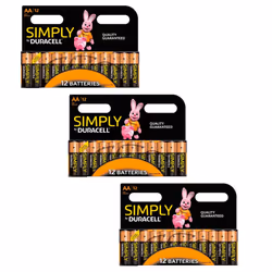 Duracell Simply Pk12 AA Batteries, Pack of 3