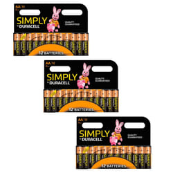 Duracell Simply Pk12 AA Batteries, Pack of 3
