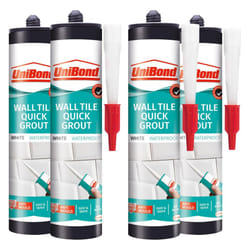 UniBond Waterproof Ultra Force Wall Tile Quick White Grout Cartridge 460g, 4Pack