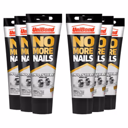 UniBond No More Nails Invisible, Heavy Duty Glue Tube for All Surface 184g, 6Pk